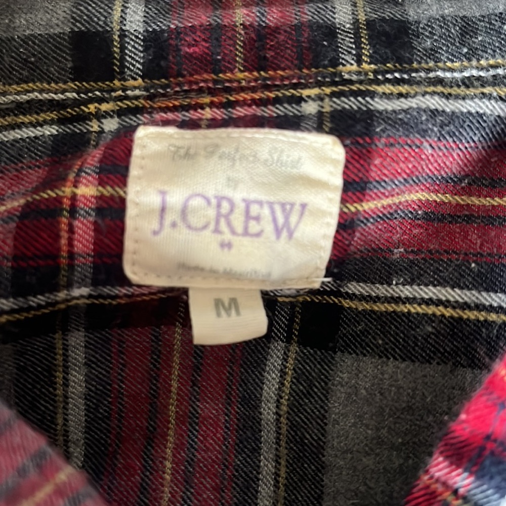 J. Crew Red and Gray Plaid Button-Down Shirt - Size M - Picture 2 of 3